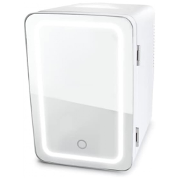 Mini Geladeira para Skincare 6 Litros com Espelho e LED, 12V, Branca, 110v, VETERS, Bordô