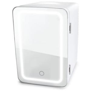 Mini Geladeira para Skincare 6 Litros com Espelho e LED, 12V, Branca, 110v, VETERS, Bordô