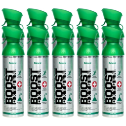 Boost Oxygen Grande Natural 10L | Suporte Respiratório para Recuperação Aeróbica, Altitude, Desempenho e Saúde (Pacote com 11).