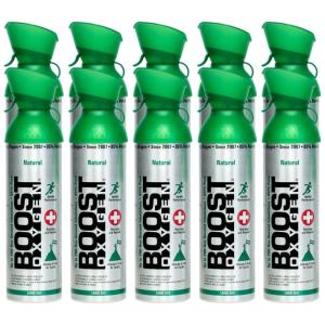 Boost Oxygen Grande Natural 10L | Suporte Respiratório para Recuperação Aeróbica, Altitude, Desempenho e Saúde (Pacote com 11).