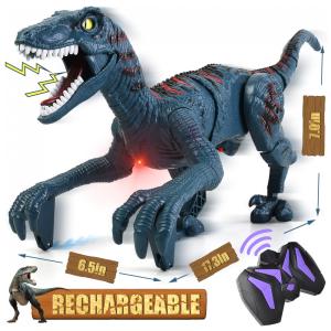 Brinquedo Dinossauro Velociraptor Robô com Controle Remoto, Balança a Cabeça e Rabo para Crianças Acima de 3 Anos, DibyAgl