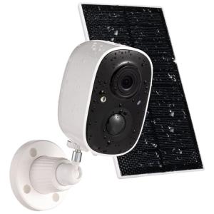 Câmera de Segurança sem Fio 1080p WIFI com Painel Solar e Visão Noturna, GMK CG6, Branca