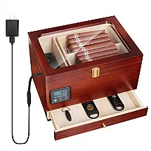 Umidificador de Charutos Ronfnea Marrom com Controle Digital 65 Charutos