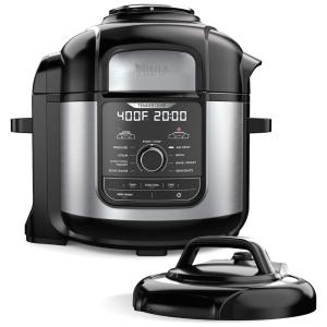 Panela de Pressão Elétrica e Airfryer, Aço Inoxidável, 110v, NINJA FD401, Preto