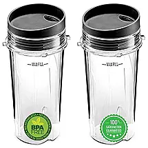 Ninja Reposição Copo 473ml Dose Única para Nutri Ninja BL770 BL780 BL660 er 2 Unidades, BLEND PRO 8541987778, Preto