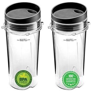 Ninja Reposição Copo 473ml Dose Única para Nutri Ninja BL770 BL780 BL660 er 2 Unidades, BLEND PRO 8541987778, Preto