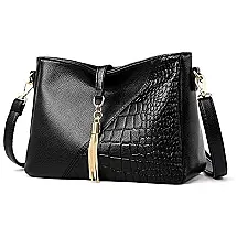 Sestp Bolsa Feminina de Ombro Clássica, Couro Sintético, Preta