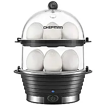 Cozedor de Ovos Elétrico com 2 Andares até 12 Ovos, 360W, 110v, CHEFMAN Electric Egg Cooker Boiler, Rapid, Preto