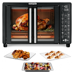 Forno Elétrico com 17 Predefinições Incluindo AirFryer Porta Francesa, 24 L, 110V 1700W, Gourmia, Preto