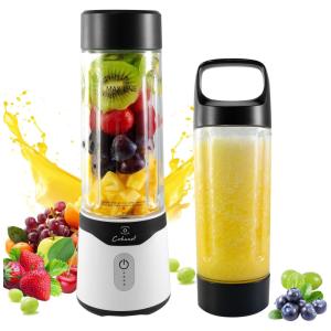 Liquidificador para Vitaminas 530mL com 6 Lâminas, Tampa de Alça e Recarregável ​​USB, 110V, COKUNST, Preto e Branco