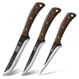 Kit de Facas para Açougueiro 3 Peças, Faca de Filé Super Afiada Forjada à Mão + Facas de Dividir e Cortar Legumes em Aço Inox,HOSHANHO