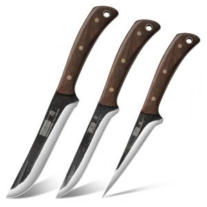 Kit de Facas para Açougueiro 3 Peças, Faca de Filé Super Afiada Forjada à Mão + Facas de Dividir e Cortar Legumes em Aço Inox,HOSHANHO