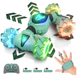 Carrinho de Controle Remoto e Sensor de Gestos com Modo Giratório Dupla Face 360 e Luzes, Tecnock, Verde