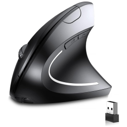Mouse Ergonômico Vertical sem Fio Reduz a Tensão do Pulso com Botões Ópticos e Silencioso, 800, 1600 DPI 6 Botões, BOMENYA, Preto