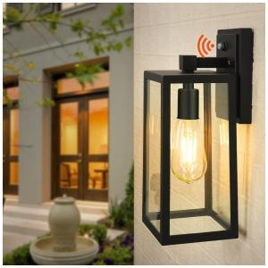 Arandela Luminária Clássica Externa de Parede à prova dágua com Sensor, Base E26, 1 Unidade, CINOTON, Preto