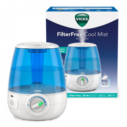 Umidificador Ultrassônico Portátil 1.2L, com Desligamento Automático, Luz de LED, VICKS V4600, Branco