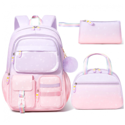 Mochila escolar Fimibuke degradê 3 em 1 com lancheira térmica e estojo para notebook até 15"