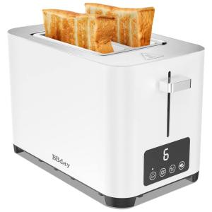 BBday Torradeira de 2 Fatias com Tela LCD em Aço Inoxidável, 850W, 110V, Branco