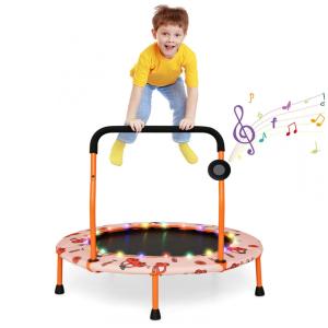 Trampolim infantil Goplus 36 com luzes LED, Bluetooth e alça removível Capa inclusa.