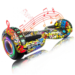 Hoverboard SIMATE Grafite com Bluetooth, Luzes de LED e Controle por App – Crianças e Adultos