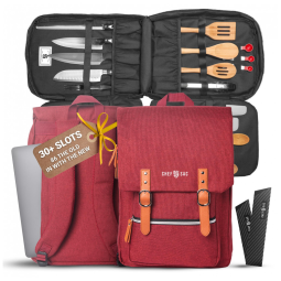 Chef Estojo, Bolsa Portátil para Facas com 30 Slots, Facas não Incluídas, Vermelha