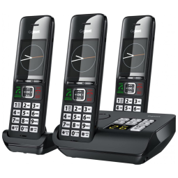 Telefone Sem Fio Gigaset Comfort 552A Trio DECT Preto/Titânio 3 Handsets com Secretária Eletrônica, Tela Colorida 2,2"