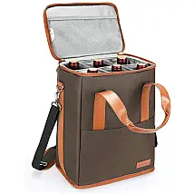 Tirrina Bolsa Térmica Para Transporte de Vinhos até 6 Garrafas, TIRRINIA, Marrom