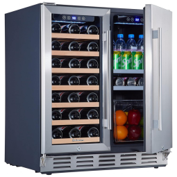Adega Climatizada com Zona Dupla para 33 Garrafas e 104 Latas, 110V, Kalamera, Prata
