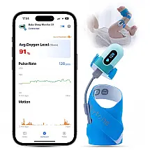 Monitor de Oxigênio para Bebês, Sono com Bluetooth e APP, 0 a 36 Meses, babytone, Azul