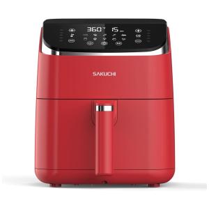 Sakuchi Fritadeira Elétrica AirFryer com 10 Funções 5.8L de Capacidade e Painel de Controle Digital, 110V, 1500W, Vermelha