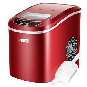 Máquina de Gelo, Portátil, Produz 12kg, Dia 9 Cubos, 6 10min, 110v, VIVOHOME, Vermelho
