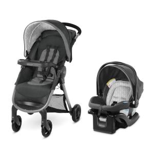 Carrinho de Bebê com Cadeira para Carro Graco FastAction, Preto