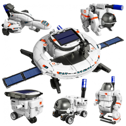 Kit de Construção STEM 6 em 1 Alimentado por Energia Solar para Crianças de 8 a 13 Anos, Lucky Doug, Branco