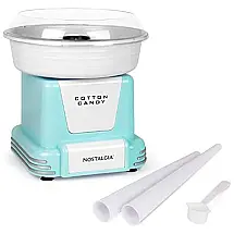 Máquina de Algodão Doce Nostalgia Retro Inclui 2 Cones Reutilizáveis e Colher, 110V Azul