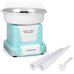 Máquina de Algodão Doce Nostalgia Retro Inclui 2 Cones Reutilizáveis e Colher, 110V Azul