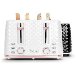 Torradeira de 4 Fatias com 6 Níveis e Função Bagel, Aço Inoxidável, Branca, 110v, KOOC, Branco