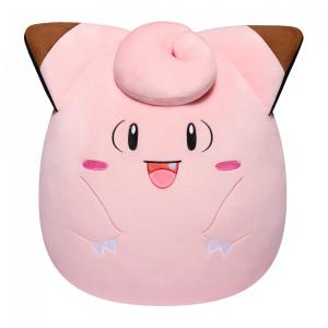 Pelúcia Pokémon Clefairy Squishmallows Jazwares rosa formato arredondado tamanho 35cm