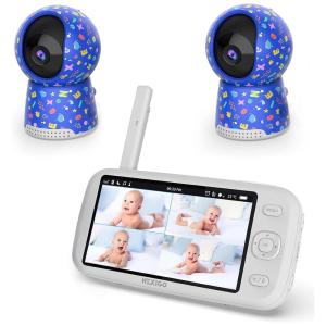 Babá Eletrônica NexiGo com 2 Câmeras, Audio e Visão Noturna, Expansível até 4 Câmeras, Azul