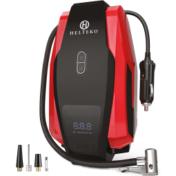 Helteko Mini Compressor de Ar Elétrico Automotivo, portátil, 12V, 150 PSI, 120W c/ luz LED e desligamento automático.