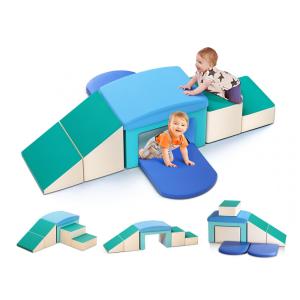 Blocos de Espuma Lischwert com Slide, Escada e Rampas, Brinquedos de Escalada para Bebês, 6 Peças, Para uso Interno.