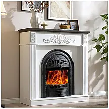 Lareira Elétrica SOOWERY 113x115cm 1400W Rack TV Farmhouse Branco 110V