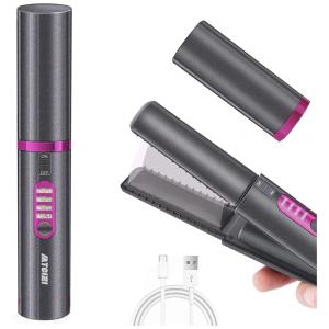 Mini Chapinha Prancha de Cabelo Portátil sem Fio Recarregável com 3 Níveis de Temperatura, Bivolt, MTCIZI, Cinza