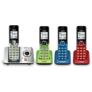 Quatro Telefones Sem Fio Sistema de Atendimento Identificação de Chamadas Expansível até 5 Fones Montável na Parede, VTECH CS6529 4B