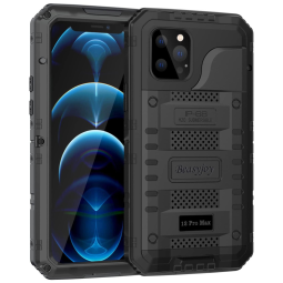Capinha Compatível com iPhone 12 pro Max a Prova d com Vidro Temperado, BEASYJOY, Preto
