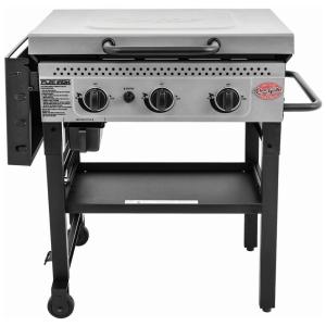 Churrasqueira a Gás 36.000 BTU com 3 Queimadores e Mesa Lateral em Aço Inoxidável, CHAR GRILLER 8328, Cinza