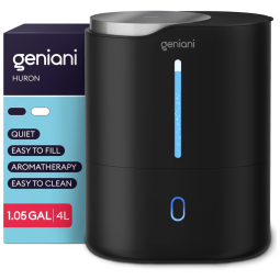 Umidificador Ultrassônico 4L, com Função de Aromaterapia e Desligamento Automático, GENIANI Huron, Branco