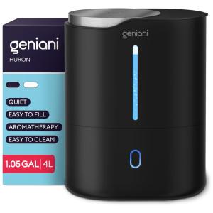 Umidificador Ultrassônico 4L, com Função de Aromaterapia e Desligamento Automático, GENIANI Huron, Branco