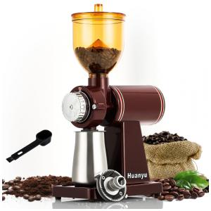 Moedor de Café Elétrico 8 Níveis de Moagem até 250g Aço Inoxidável, 200W, 110v, HUANYU, Marrom