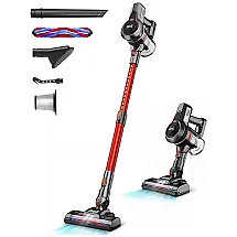 Aspirador de Pó sem Fio 4 em 1 Recarregável 12KPAa, 160W, INSE N6, Vermelho
