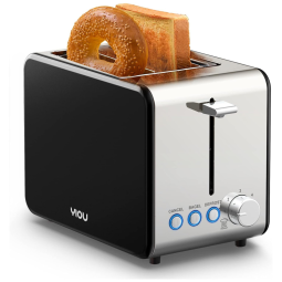 YIOU Torradeira Elétrica de 2 Fatias com 6 Níveis de Tostagem e Função Bagel, 110V, 900W, Vermelha